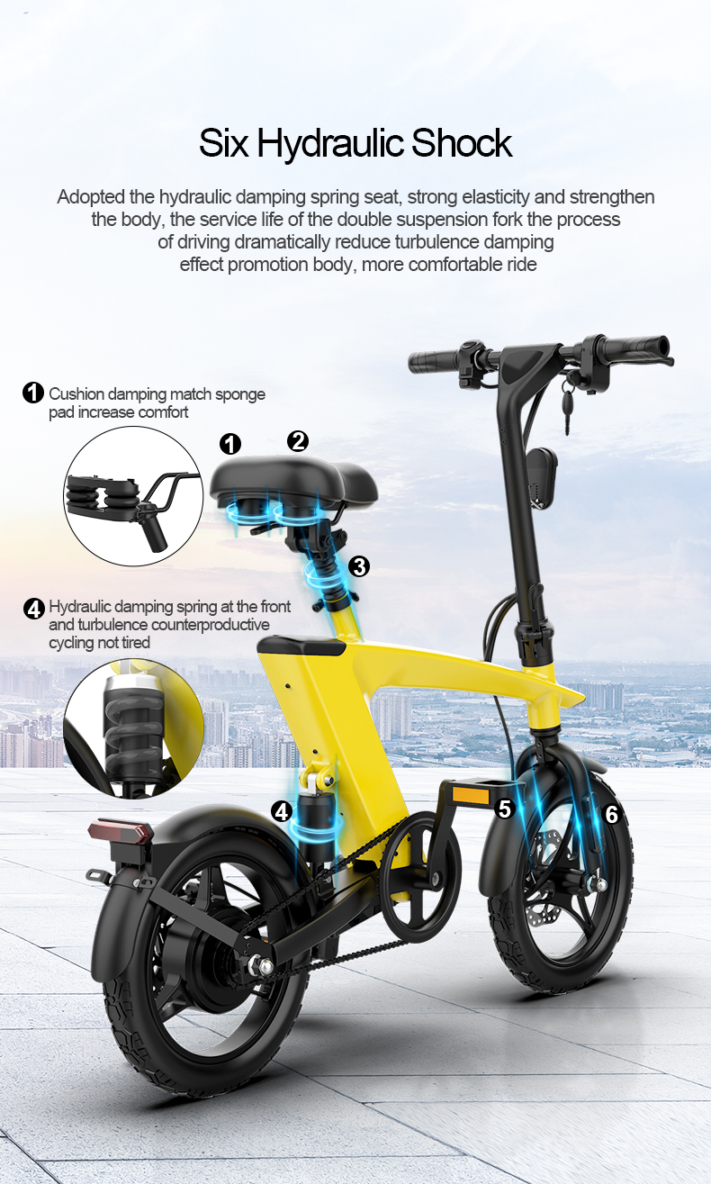 The Max foldable E-Bike Solarbeam Yellow  Range 35km - Top Speed 25km/h