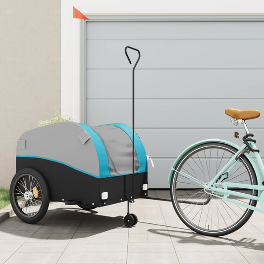 vidaXL Bike Trailer Black and Blue 45 kg Iron