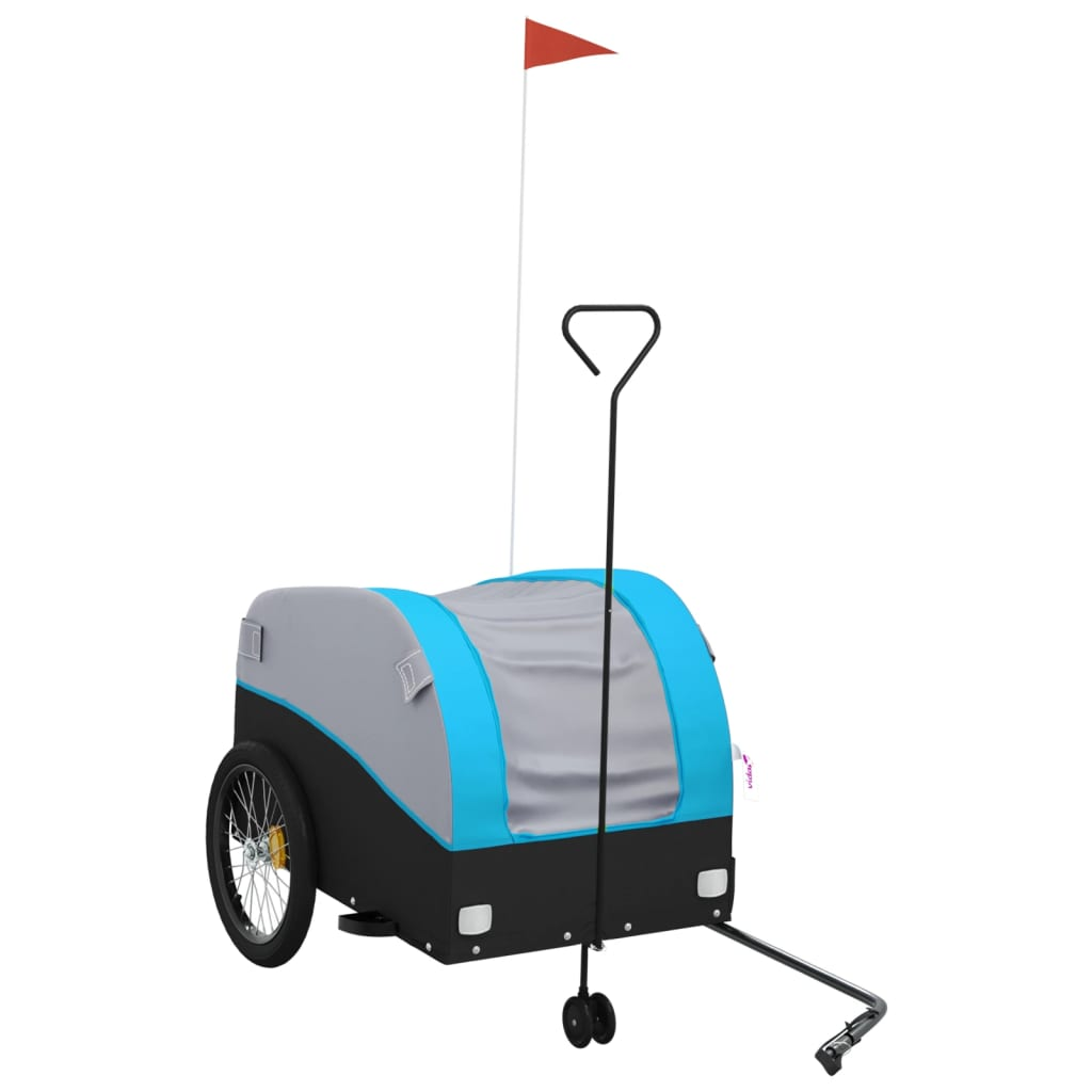 vidaXL Bike Trailer Black and Blue 45 kg Iron