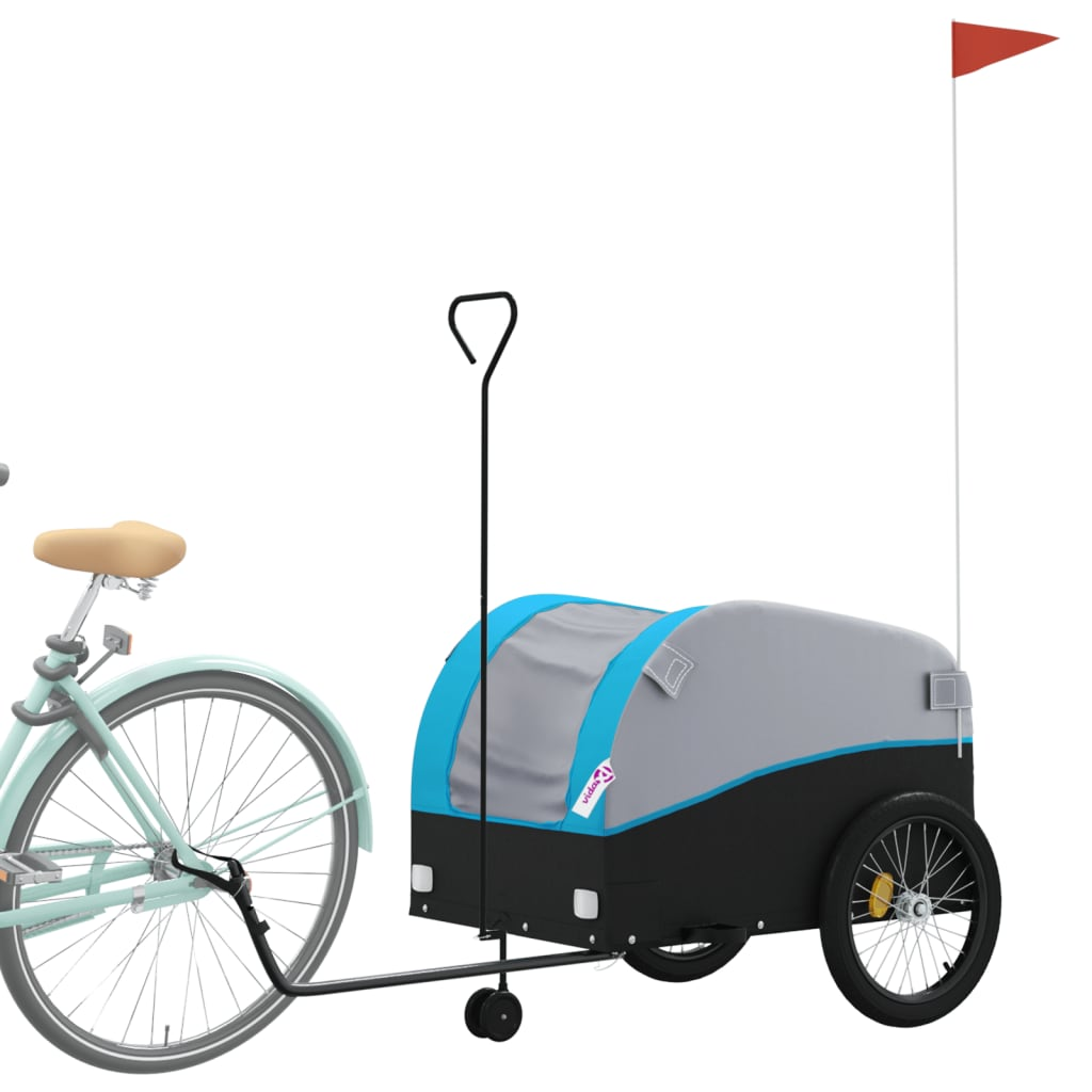 vidaXL Bike Trailer Black and Blue 45 kg Iron