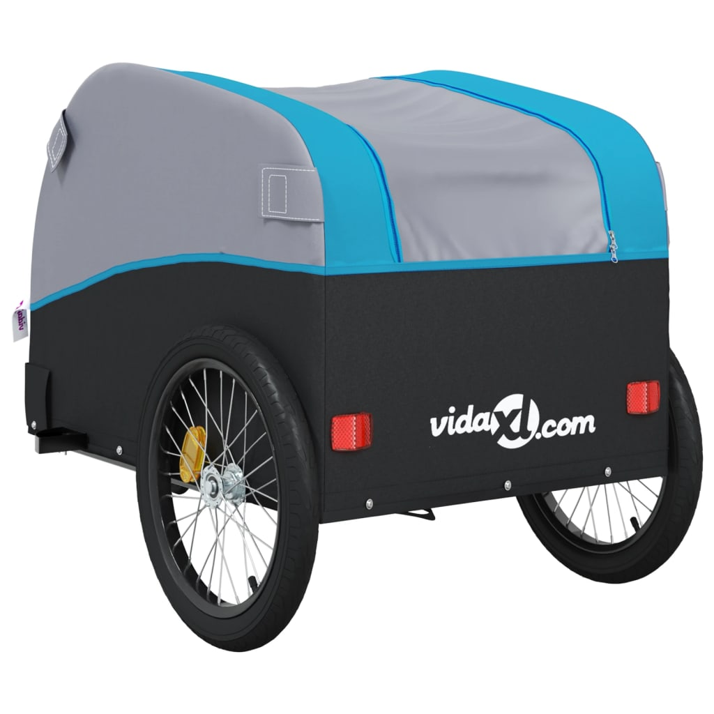 vidaXL Bike Trailer Black and Blue 45 kg Iron